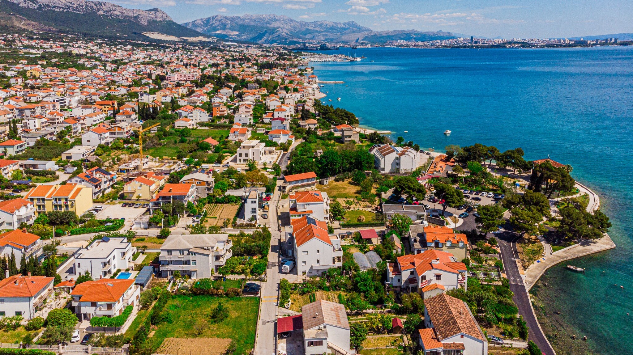 The Kaštela coastline and bay near Villa Sobin